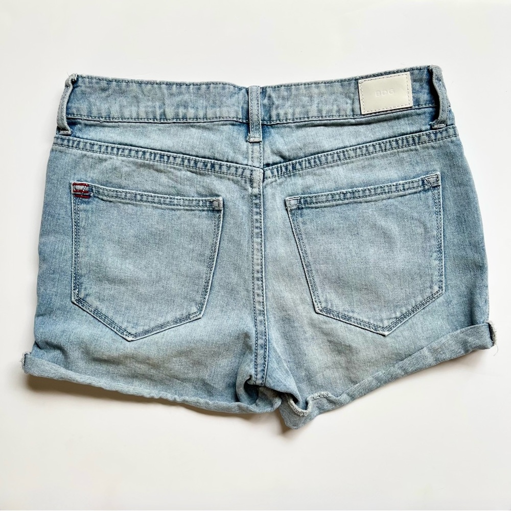 Denim Ripped Light Blue Mid Rise Shorties - Picture 2 of 8